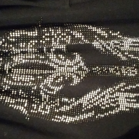 Size 3x, sexy, black, blingy Fleur de LIS design, DEREON blinged on left bottom - Picture 2 of 3